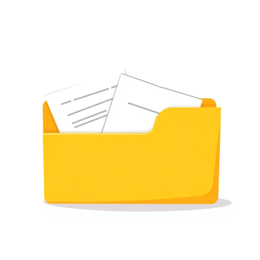 Illustration of a yellow folder with papers inside representing documents