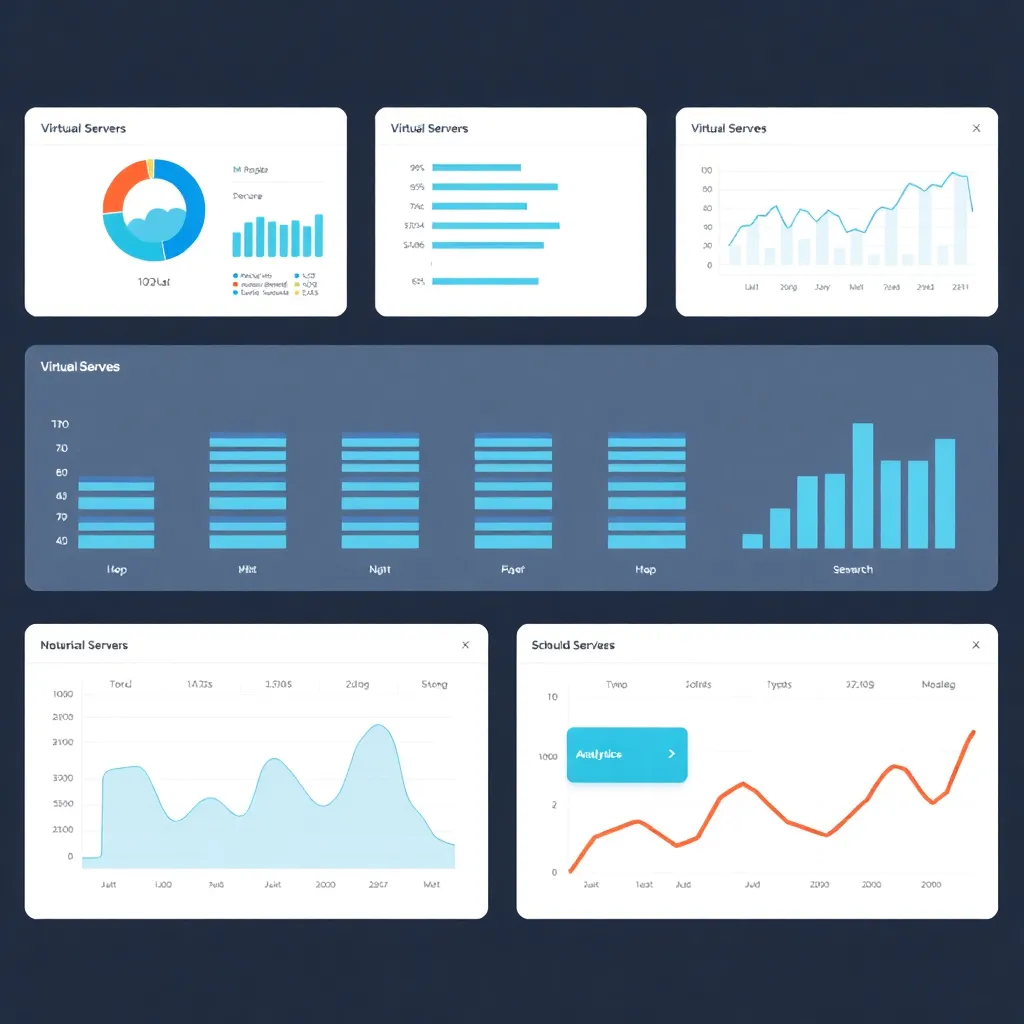 Cloud server management dashboard with virtual servers and analytics