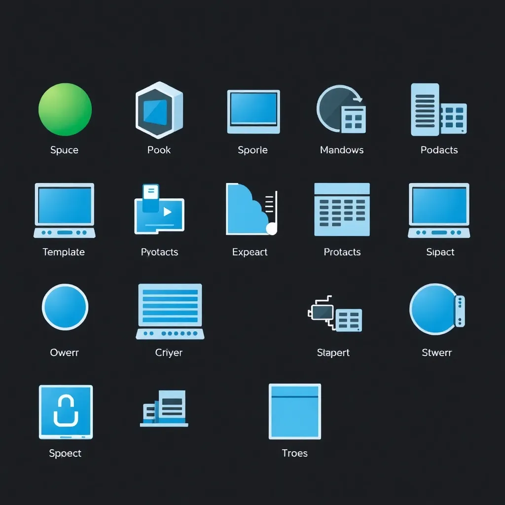 Virtual machine templates icons representing different OS and configurations